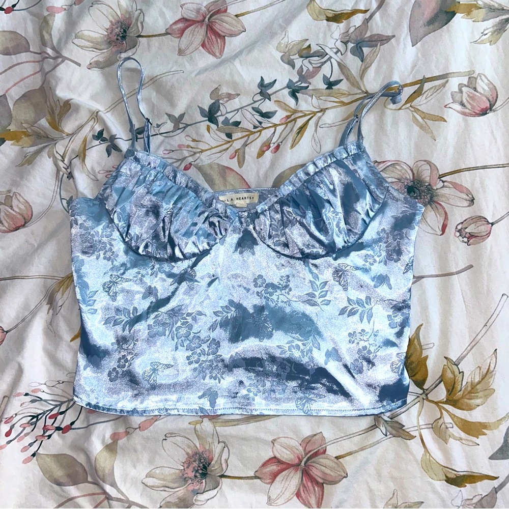 silk light blue spaghetti strap blouse